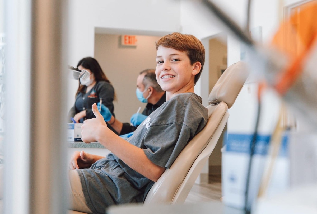 Boy With Braces At Dentist